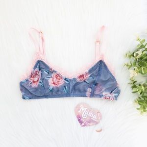 NWT SMYM Under Blue Pink Lace Floral Bralette 483